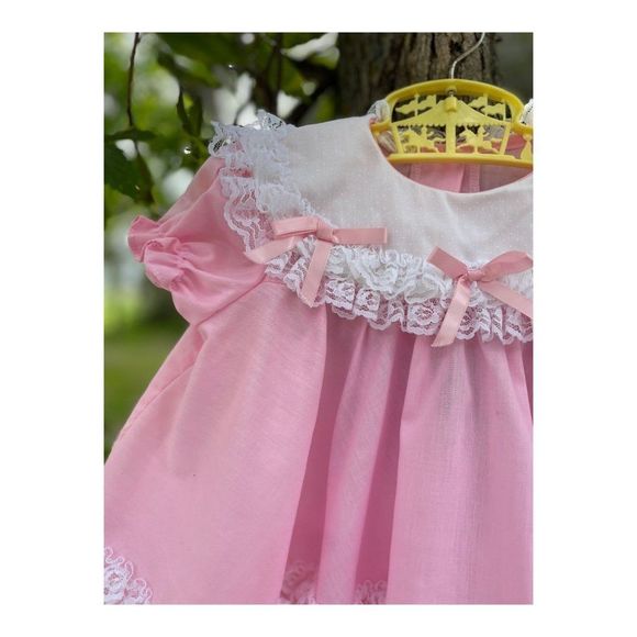 Vintage 80s Kotton Candy Pink White Party Ruffle Full Circle Dress Sz 18 Months - Picture 9 of 9